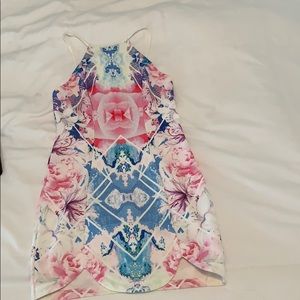 Petal hem halter top mini dress